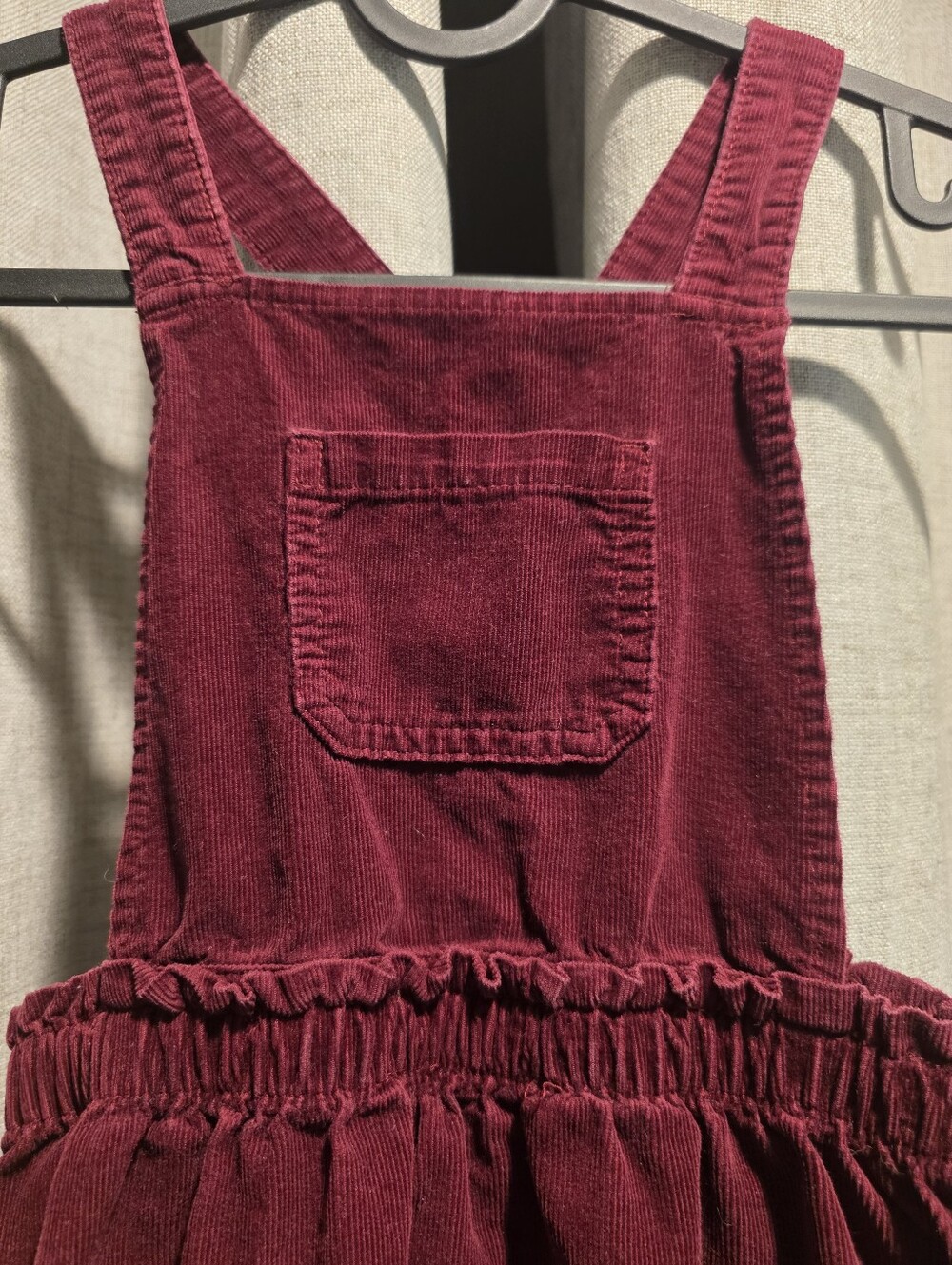 Girls 5t Corduroy Pinafore Dress - Burgundy